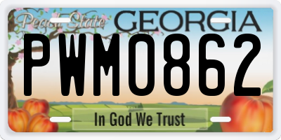 GA license plate PWM0862