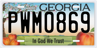 GA license plate PWM0869