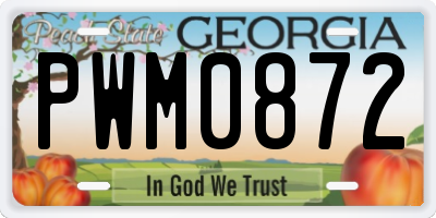 GA license plate PWM0872