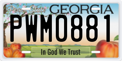 GA license plate PWM0881