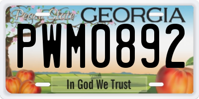 GA license plate PWM0892