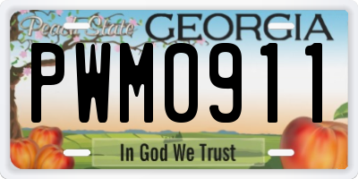 GA license plate PWM0911
