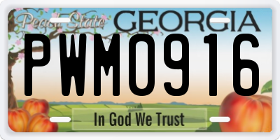 GA license plate PWM0916