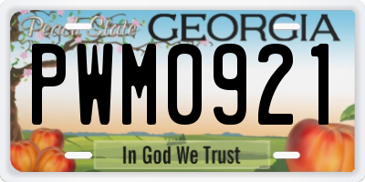 GA license plate PWM0921