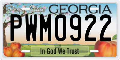 GA license plate PWM0922