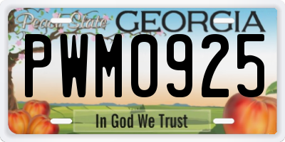GA license plate PWM0925