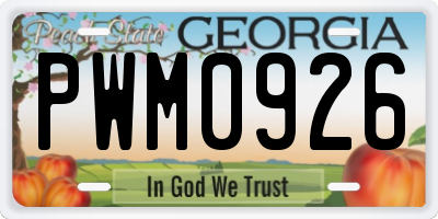 GA license plate PWM0926