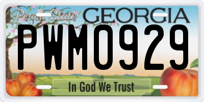 GA license plate PWM0929