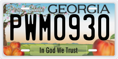 GA license plate PWM0930