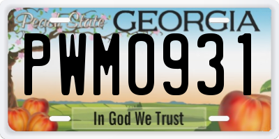 GA license plate PWM0931