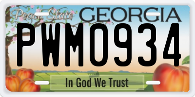 GA license plate PWM0934