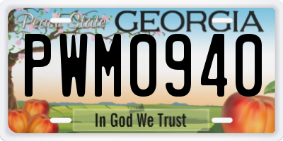 GA license plate PWM0940