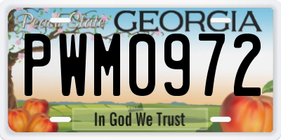 GA license plate PWM0972