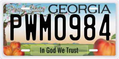 GA license plate PWM0984