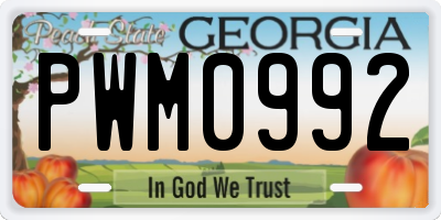 GA license plate PWM0992