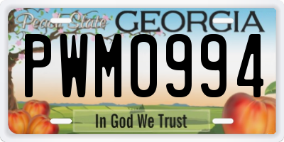 GA license plate PWM0994