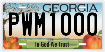 GA license plate PWM1000