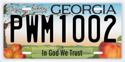 GA license plate PWM1002