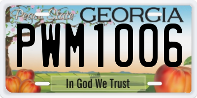 GA license plate PWM1006