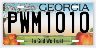 GA license plate PWM1010