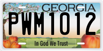 GA license plate PWM1012