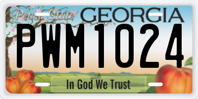 GA license plate PWM1024