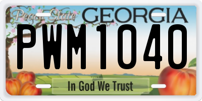 GA license plate PWM1040