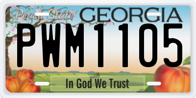GA license plate PWM1105