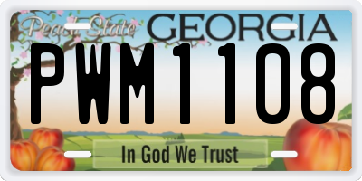 GA license plate PWM1108