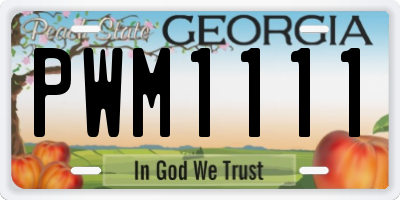 GA license plate PWM1111