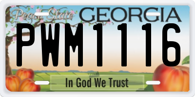 GA license plate PWM1116