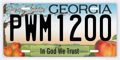 GA license plate PWM1200