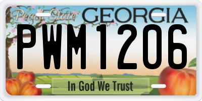 GA license plate PWM1206