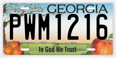 GA license plate PWM1216