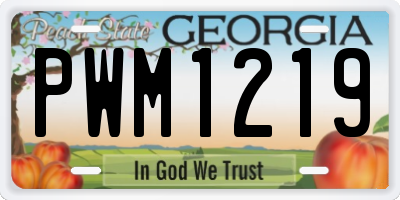 GA license plate PWM1219
