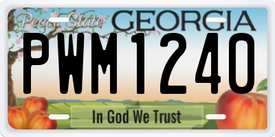 GA license plate PWM1240