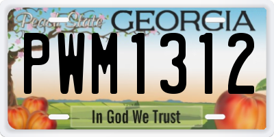 GA license plate PWM1312