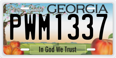 GA license plate PWM1337