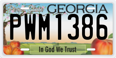 GA license plate PWM1386