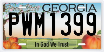 GA license plate PWM1399