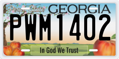 GA license plate PWM1402