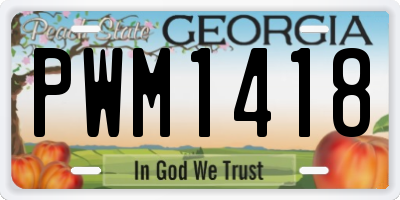 GA license plate PWM1418