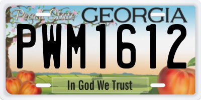 GA license plate PWM1612