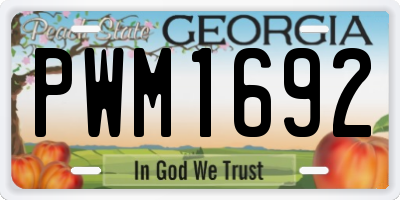 GA license plate PWM1692