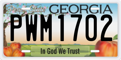 GA license plate PWM1702