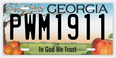 GA license plate PWM1911