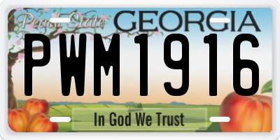 GA license plate PWM1916