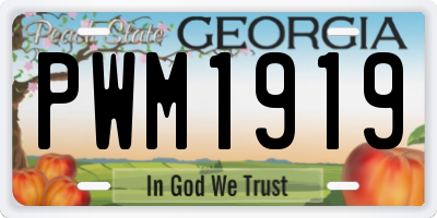 GA license plate PWM1919