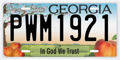 GA license plate PWM1921