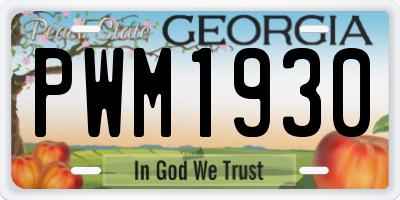 GA license plate PWM1930